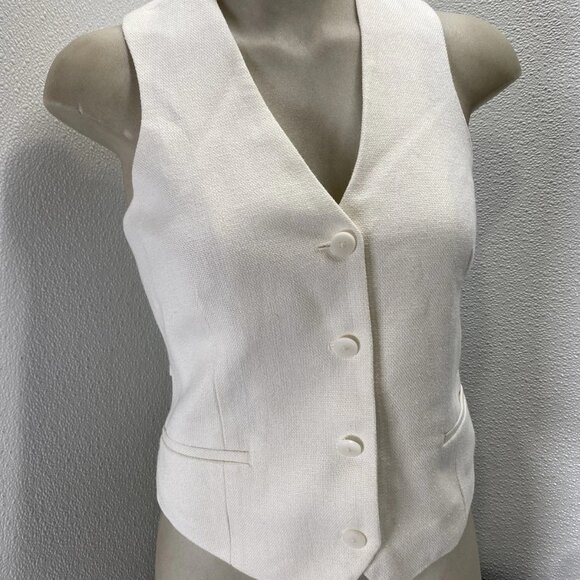 Reiss Women’s Devon Linen Twill Tailored Vest Size 2 White — Fully Lined - Picture 11 of 12